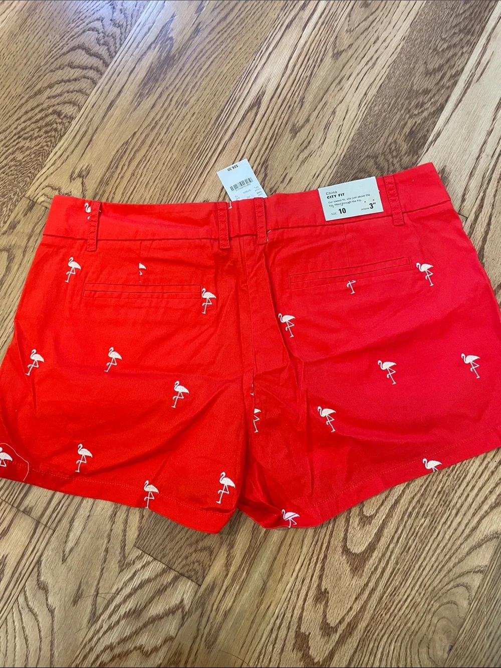 J. Crew Red Flamingo Print Chino  Shorts